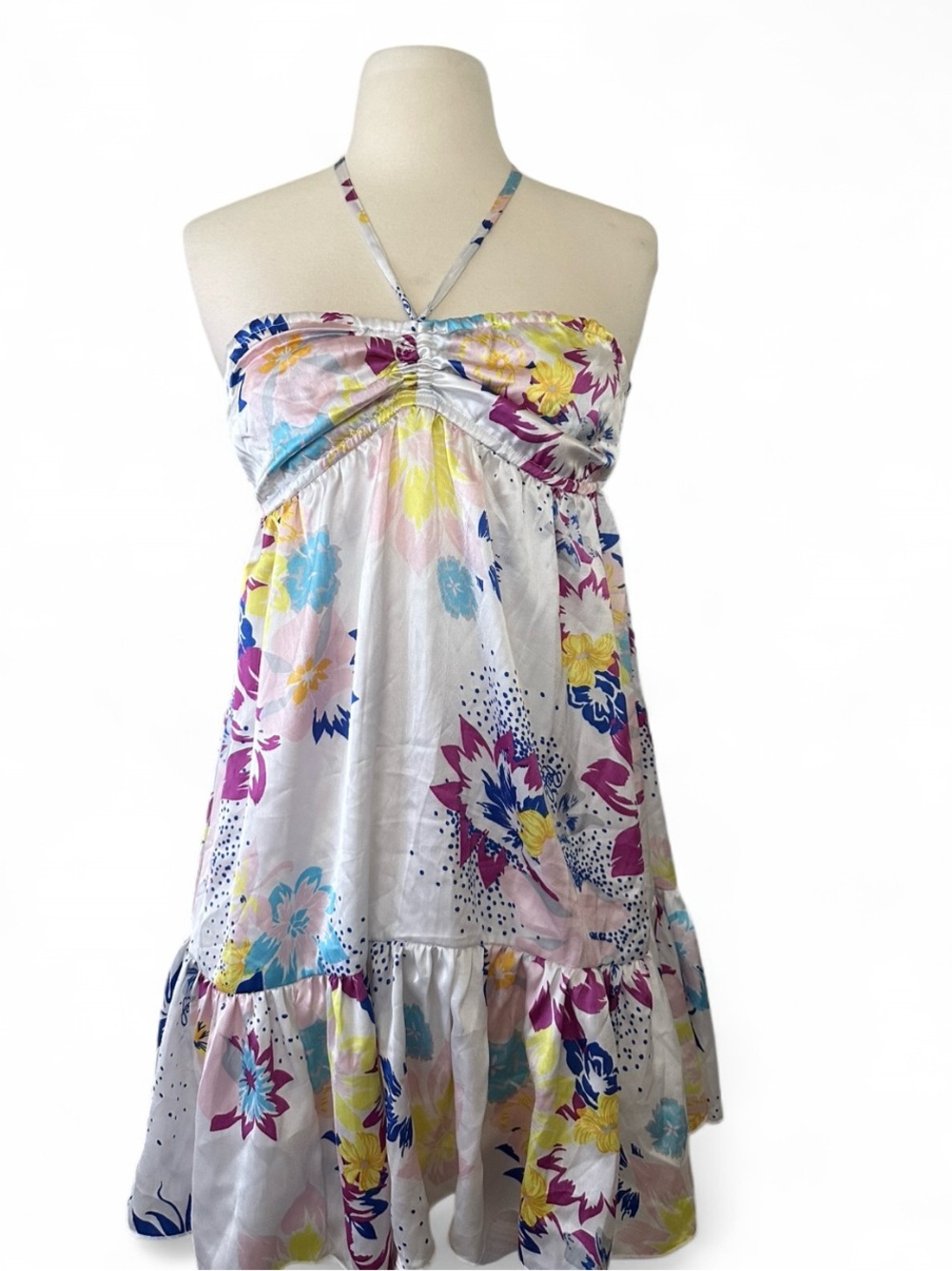 Reef White Floral Midi Dress with Pink, Yellow & Blue Accents